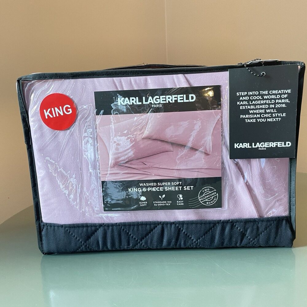 Karl Lagerfeld Paris Cal King 6 Piece Sheet Set Pink Super Soft
